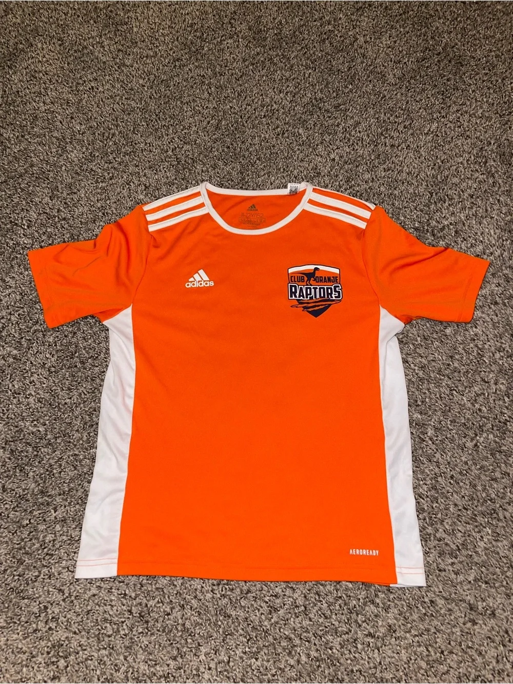 adidas Kids Orange Short Sleeve Club Raptor Jersey with White Trim
